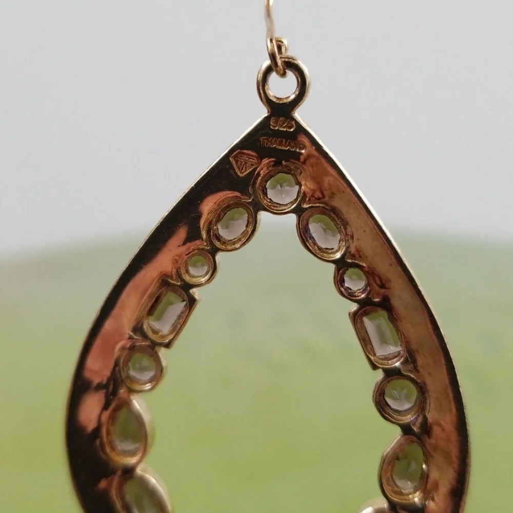 Used .925 Silver Earrings with Gem Accents - Picture 5 of 7